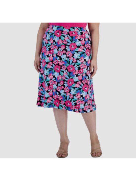 Kasper Dresses & Skirts - ✨ Kasper Pink Blue Floral Midi Skirt Plus Size 3X A-Line Pull On Workwear ✨